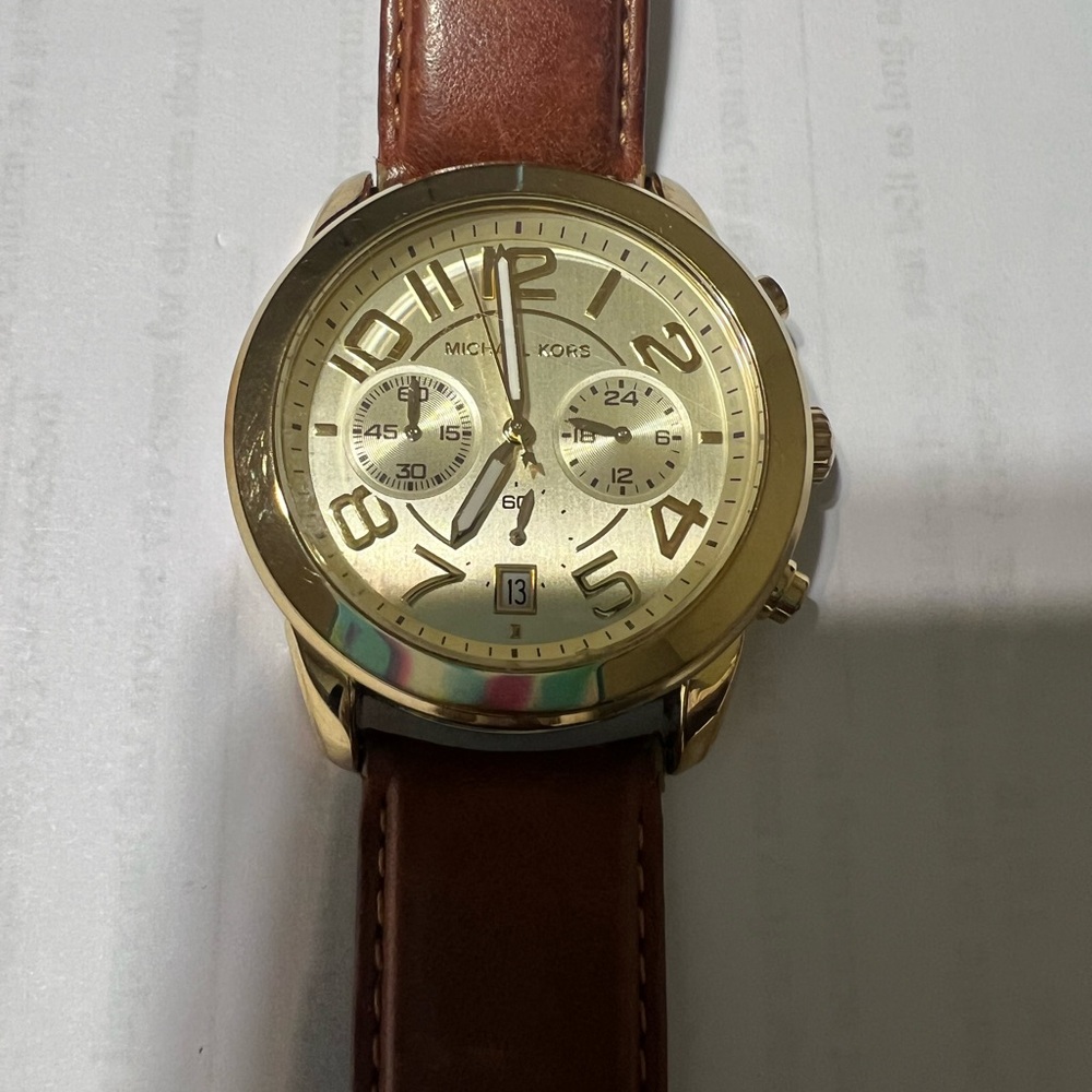Michael Kors Elegant Gold and Tan Watch